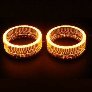 Factory Car Accessories I5O Glory 3 Inch 2.5 Inch White/yellow/colorful Led Angel Eyes Covers Shrouds for Projector Len - Product Image 5