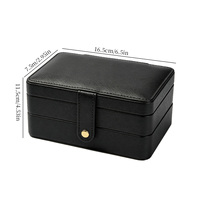 Boîte à bijoux en cuir PU avec crochets pour colliers, rouleaux pour bagues, plateau pour boucles d'oreilles, tiroir de rangement pour montres et bracelets