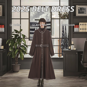 <span class=keywords><strong>Abbigliamento</strong></span> <span class=keywords><strong>donna</strong></span> autunno nuova moda con cintura abito a pieghe <span class=keywords><strong>retrò</strong></span> Casual manica lunga bavero elegante abito da <span class=keywords><strong>donna</strong></span> - Product Image 3