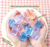 Jouet Squishy en forme de glaçon, briques anti-stress en gelée, blocs de décompression transparents multicolores pastel à presser