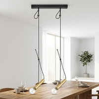 Lámpara Colgante Pequeña de Estilo Nórdico con Dos Portalámparas, Minimalista Posmoderna, de Línea Larga, para Dormitorio o Bar de Restaurante