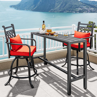 Table de bar d'extérieur moderne avec roulettes, table d'appoint de patio en métal, plateau imperméable, mobilier de jardin pour la maison