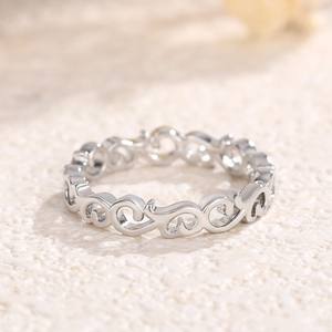 Anello Q512 Heart Eternity Band in Acciaio Inossidabile, Classico Unisex, Anello Nuziale Senza Pietre, Anelli alla Moda - Product Image 3