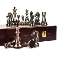 फैक्टरी मूल्य 52CM बड़ा धातु चमकदार शतरंज टुकड़े ठोस लकड़ी के तह शतरंज बोर्ड उच्च ग्रेड पेशेवर शतरंज खेल सेट