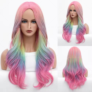 High Quality 60cm Body Wave Lolita <strong>Rainbow</strong> Color Synthetic <strong>Wig</strong> Halloween Party Anime Cosplay Heat Resistant Hair <strong>Wigs</strong> - Product Image 2