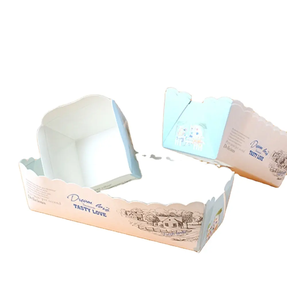Boîte de papier sulfurisé de qualité alimentaire avec couvercle pour les plats de rue à emporter, les sushis, les sandwichs et les pâtisseries.