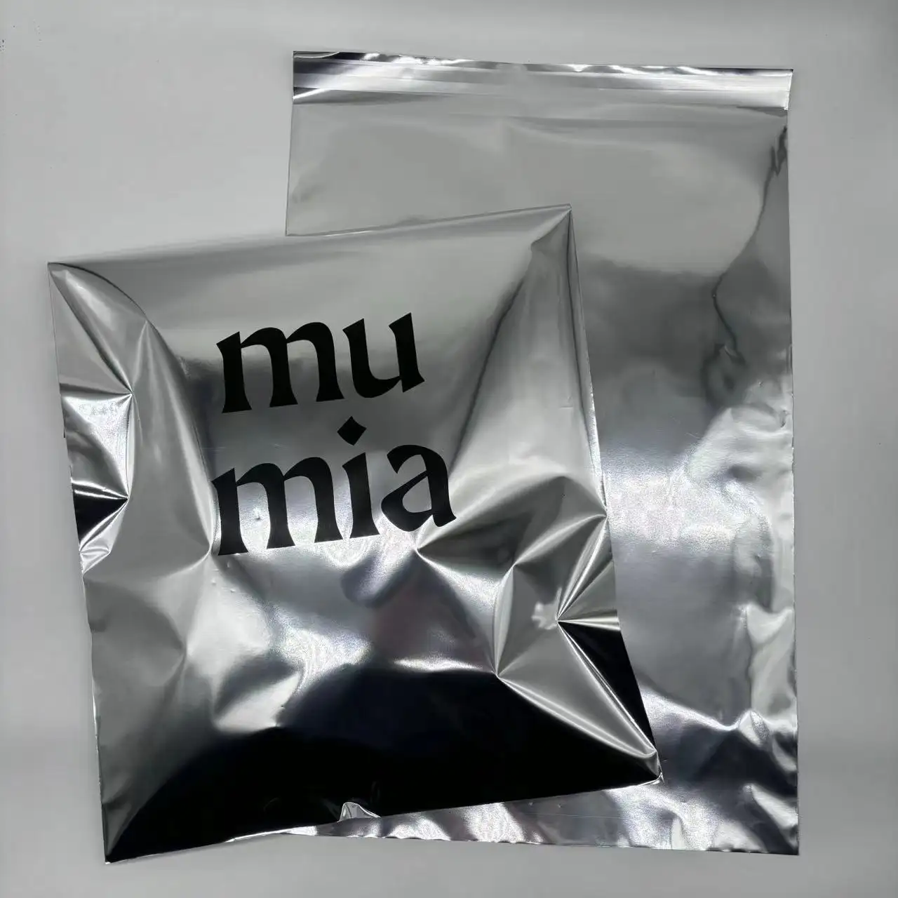Sacos de correio metálicos foscos impressos personalizados, sacos de papel de prata à prova d'água, sacos de alumínio com logotipo próprio impresso