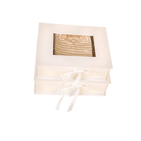 Boîte d'emballage personnalisée mini étanche en plastique avec fenêtre transparente, motif gaufré, éponge, nœud rose, petite et mignonne, pliable, pour cadeau