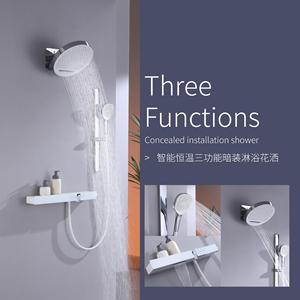 Concealed <b>Shower</b> Head Set With Digital Display Temperature <b>Control</b> Rain Function Rectangle Shape For Home Bathroom - Product Image 2