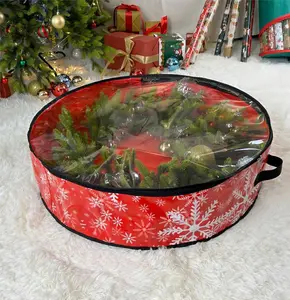 Holiday Artificial Wreaths Container 600D Oxford Polyester Garland Xmas Holder Christmas Wreath Storage Bag