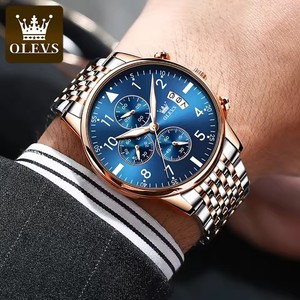 Vente flash OLEVS 2869 Montres à quartz <span class=keywords><strong>pour</strong></span> hommes Design original élégant de pilote Sport Acier inoxydable Lumineux Étanche <span class=keywords><strong>Montre</strong></span>-bracelet Cadeau - Product Image 2