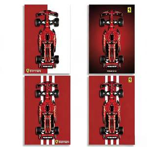 Panneau mural décoratif noir à motif abstrait moderne, avec voiture de course Red Bull Formula en blocs de construction, pour fond photo - Product Image 3