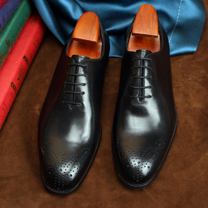 Zapatos de cuero hechos a mano - zapatos formales de negocios con capa superior de cuero vacuno, para bodas, banquetes, oficina, zapatos de moda. - Product Image 3