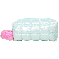Sac de toilette matelassé de luxe en nylon brillant, imperméable, portable, pour femme, motif floral uni, idéal pour les voyages - Promotion