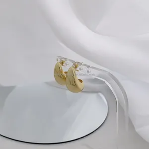 Water Drop Shape Gold Color Plate Brass Earring Hollow Design Brass Ear Stud Hot Sale Brass Jewelry For Woman Wholesale
