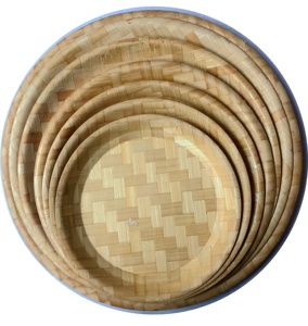 Assiette à salade en bambou écologique de 13 pouces, matériau tissé de 33 cm pour le camping - Product Image 5