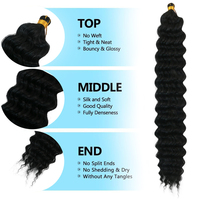 Cheveux à tresser Deep Wave 3X, cheveux synthétiques à crocheter Ocean Wave, tresses bohèmes bouclées, ondulations humides, noir naturel, résistant au feu, cheveux teints