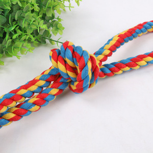 Jouet à mâcher pour chien en corde colorée, quatre nœuds, durable, grand jouet pour animaux de compagnie, vente en gros - Product Image 4