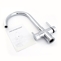 Robinet d'eau potable en acier inoxydable chromé, mitigeur de cuisine 4-en-1 pour eau pétillante, robinet 4 voies