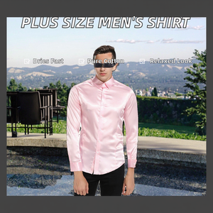Camisa de Vestir de Satén de Algodón Brillante para Hombre, Talla Grande, Estilo Casual de Negocios, Corte Entallado, Antiarrugas, Cierre de un Solo Botón - Product Image 2