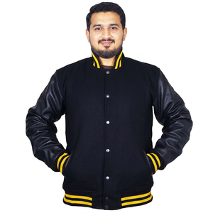 Wholesale High Quality Varsity <b>Jacket</b> <b>Men</b> Chenille Embroidery <b>Leather</b> Sleeves Custom Baseball Letterman Varsity <b>Jacket</b> - Product Image 1