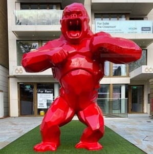 Sculpture d'animaux géométriques en fibre de verre, grande sculpture personnalisée de personnage de dessin animé grimpant au mur, sculpture de Panda Gorilla Jun pour espace d'accueil - Product Image 5