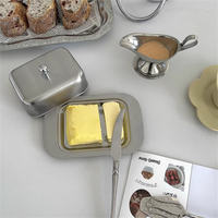 Porte-beurre en acier inoxydable de qualité supérieure avec couvercle, plateau solide pour beurre, couvercle anti-poussière pour table avec emballage en boîte