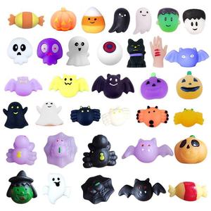 Vente en gros de Mochi Squishy d'Halloween, 10-30 pièces, jouets anti-stress en silicone souple, animaux, citrouille, fantôme, jouets à presser, cadeaux pour enfants, TPE - Product Image 6