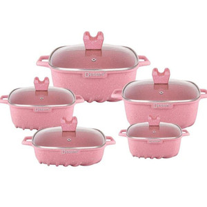 10Pcs <span class=keywords><strong>Dessini</strong></span> Spuitgieten <span class=keywords><strong>Non</strong></span>-<span class=keywords><strong>stick</strong></span> Nonstickaluminum Kookgerei <span class=keywords><strong>Set</strong></span> Met Vierkante Vorm - Product Image 1