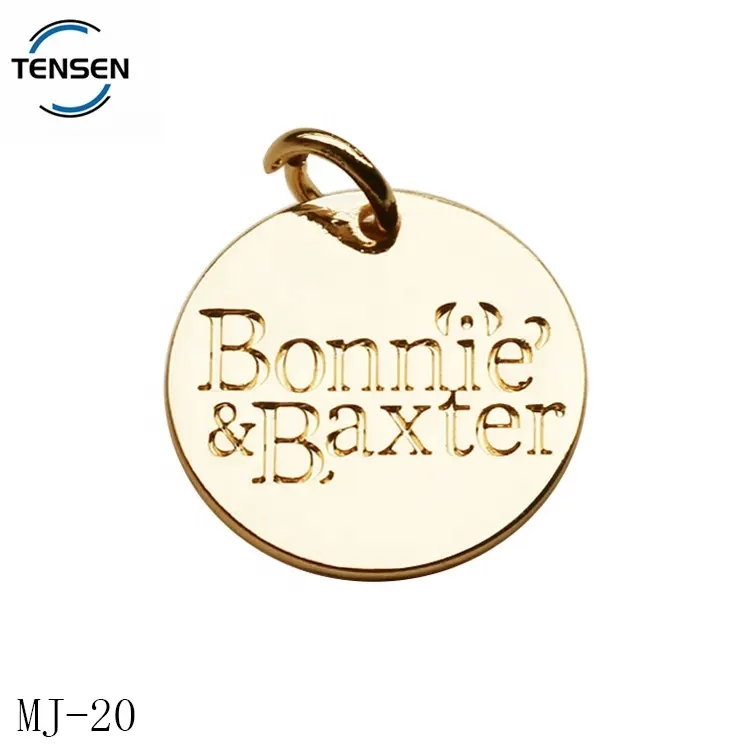 custom gold bracelet round tags logos engraved letter metal charm pendant for jewelry making
