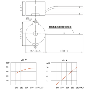 Alarme sonore piézoélectrique active intermittente à haut niveau sonore 85 dB 2317 <span class=keywords><strong>23</strong></span>*17 mm 220Vac pour alarmes, buzzers, sirènes - Product Image 3