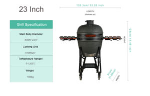 เตาบาร์บีคิว Kamado ขนาดใหญ่ Auplex Outdoor Kitchen 23.5 นิ้ว เคลือบผงสีเขียวเซรามิก สแตนเลส พร้อมรถเข็น ขนาด 23 นิ้ว ถึง 29 นิ้ว ใช้ถ่าน - Product Image 3