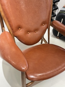 Sillón de Cuero Marrón de Alta Calidad, Estilo Moderno de Mediados de Siglo, Estructura de Madera Sólida, Sillón Ergonómico para Sala de Estar - Product Image 2