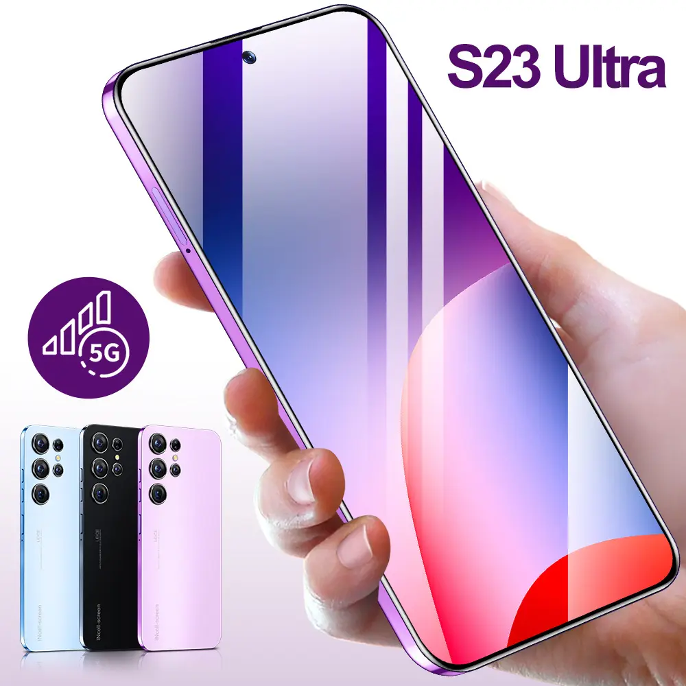 هاتف ذكي يدعم شبكات 4G عبر الحدود S23 Ultra spot 6+128 8-core 7.3 بوصة شاشة كبيرة بنظام Android شحن سريع للتجارة الخارجية