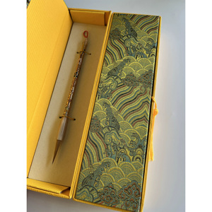 Pinceau de <span class=keywords><strong>calligraphie</strong></span> chinoise professionnel de qualité académique Lingfeng, en poils de loup purs, fait main, durable, avec pointe longue en corne de bœuf cloisonnée - Product Image 2