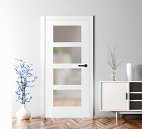 Porte de bureau insonorisée en bois avec porte intérieure en verre dépoli trempé, design simple, style shaker, porte française moderne sur mesure