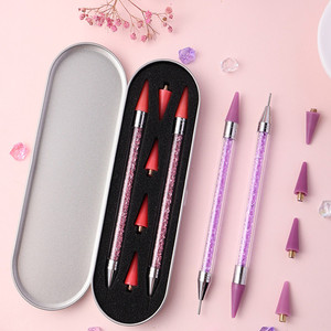 Lápiz profesional de cera para decoración de uñas con diamantes de imitación, aplicador de puntos para uñas, recogedor de pedrería - Product Image 1