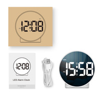 Mini réveil intelligent à LED Affichage circulaire enfichable de la semaine pour le bureau et le salon Petite horloge de table à LED pour les étudiants