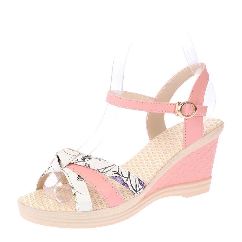 Oiangi Women's Wedge Sandals – Flower Print, Casual Summer Slippers With Arch Support - View #5