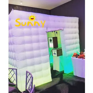 Taşınabilir ucuz şişme küp LED fotoğraf kabini düğün Led ışık şişme çadır