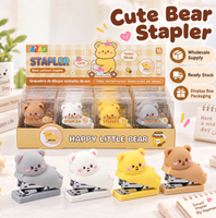 BESTLINE Agrafeuse Mini en Plastique Ours Mignon 500 Agrafes Kawaii Fournitures de Bureau Scolaires Cadeau Enfants OEM Logo Personnalisé Vente en Gros