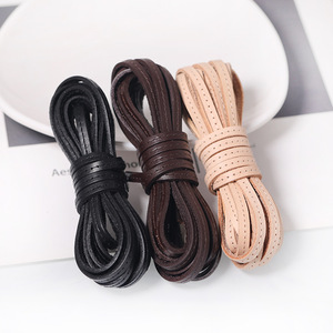 Cuerda plana de cuero de vaca de 5 mm con cordón para bolsos, pulseras y collares, material para hacer joyería - Product Image 1