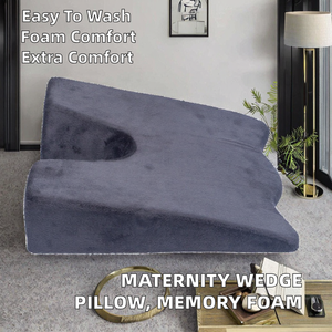 Coussin de <span class=keywords><strong>grossesse</strong></span> triangulaire premium en mousse à mémoire de forme pour soutien maternité, soulagement du dos et des jambes, avec housse amovible, pour siège auto - Product Image 2