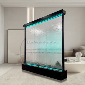 Mur d'eau en verre rectangulaire d'intérieur avec éclairage LED, cadre en acier inoxydable, design moderne pour restaurants - Product Image 2