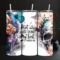 Gobelet isotherme en acier inoxydable 20 oz, écologique, personnalisé, motif floral papillon, citation « Mom Life », livraison gratuite