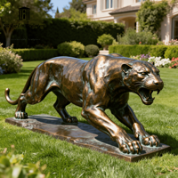 Sculpture de léopard réaliste en bronze sur mesure, taille réelle, statue de guépard sauvage simulée pour la décoration extérieure de villas de luxe et de jardins