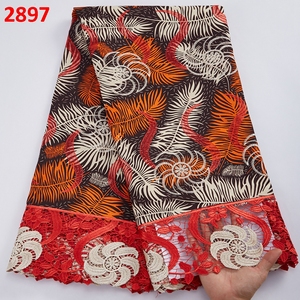 Encaje de algodón guipur 2897 con <span class=keywords><strong>tela</strong></span> de cera, <span class=keywords><strong>tela</strong></span> de encaje de cera estampada de Nigeria africana para vestido de mujer, vestido de <span class=keywords><strong>tela</strong></span> de guipur de costura - Product Image 6