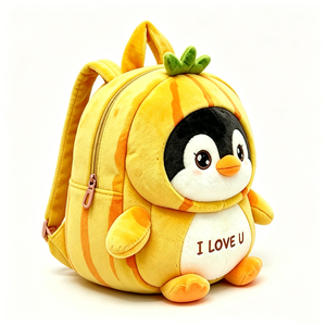 Mochila de pingüino con diseño de frutas, mochila de pingüino de peluche con diseño de piña, mochila de pingüino con rayas amarillas, mochila de pingüino de dibujos animados, mochila de animal lindo - Product Image 2