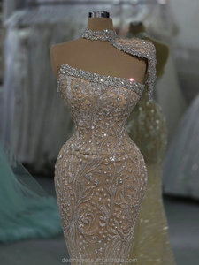 MD50003 lussuoso abito Sexy con paillettes <span class=keywords><strong>e</strong></span> sirena di perline abito Color <span class=keywords><strong>Nude</strong></span> con cristallo Sparlke elegante abito formale da sera per le donne - Product Image 4