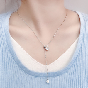 Fornitore di Gioielli 2026, Nuovi Accessori di Moda, Gioielli Raffinati, Collana Lunga Personalizzata con Ciondolo a Cuore, Perla e Cristallo per Donne - Product Image 2